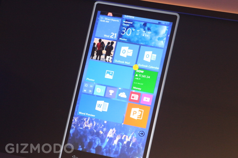 Illustration for article titled This Is What Windows 10 Looks Like on a PhoneÂ